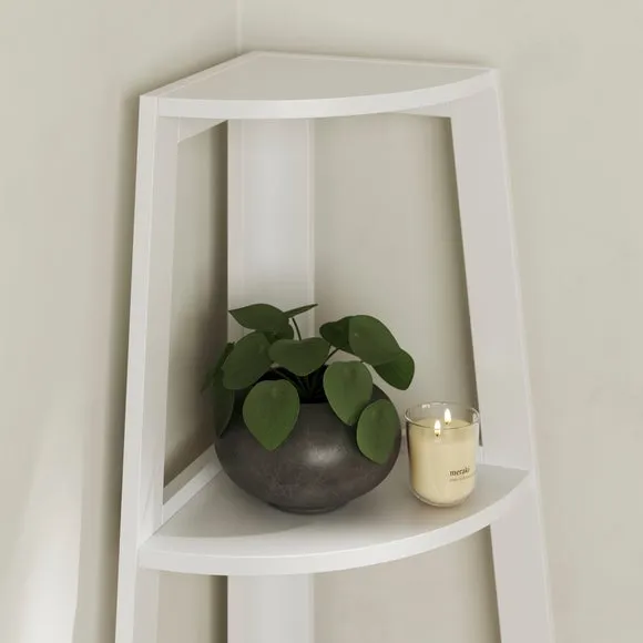Corner Ladder Shelving Unit - White, Wood