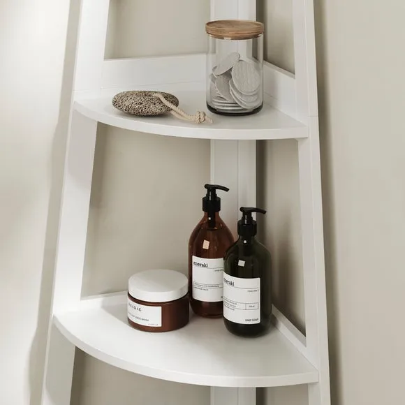 Corner Ladder Shelving Unit - White, Wood