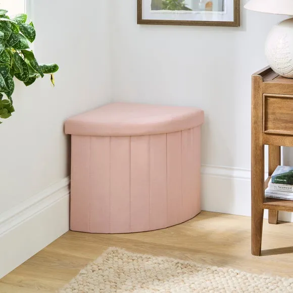 Corner Ottoman with Storage - Blush, Faux Linen image