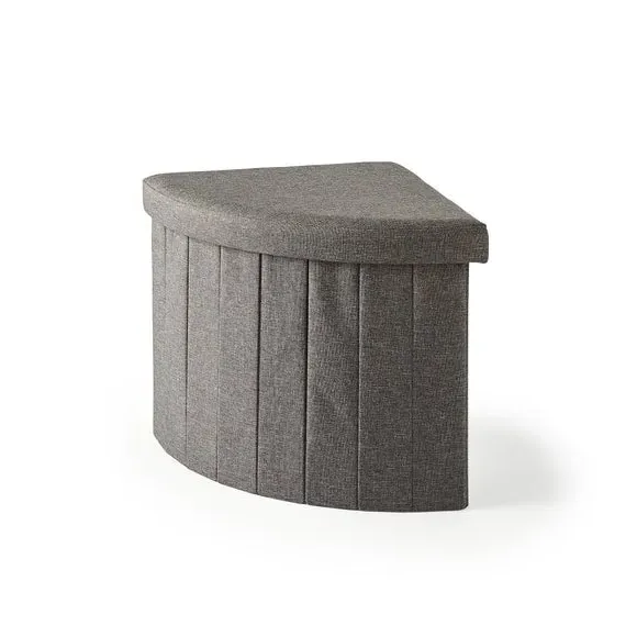 Corner Ottoman with Storage - Grey, Faux Linen