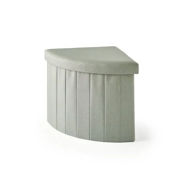 Corner Ottoman with Storage - Sage, Faux Linen