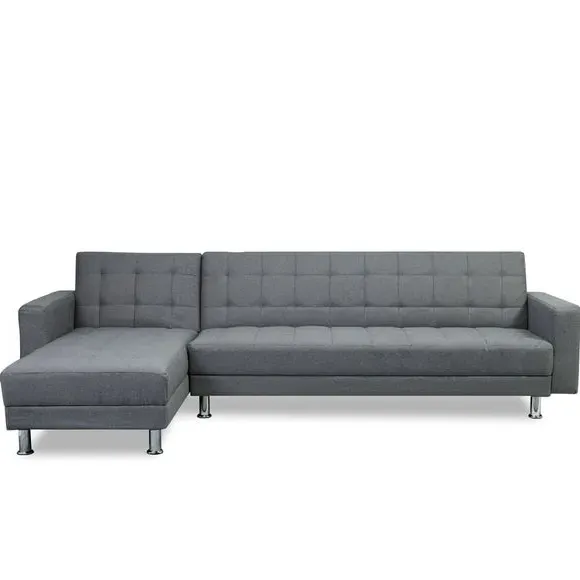 Corner Sofa Bed Reversible - Grey, Fabric