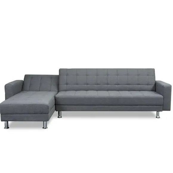 Corner Sofa Bed Reversible - Grey, Fabric