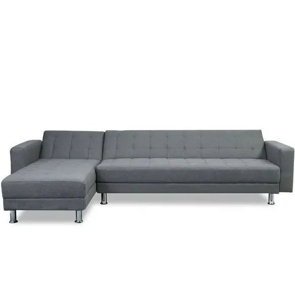 Corner Sofa Bed Reversible - Grey, Fabric