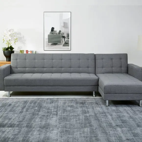 Corner Sofa Bed Reversible - Grey, Fabric