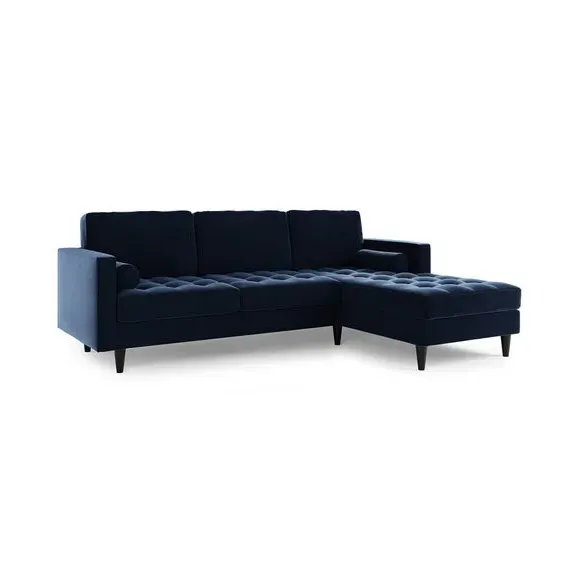 Corner Sofa Bed with Chaise - Navy, Velvet
