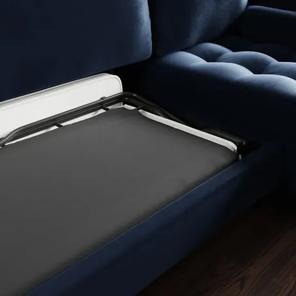 Corner Sofa Bed with Chaise - Navy, Velvet