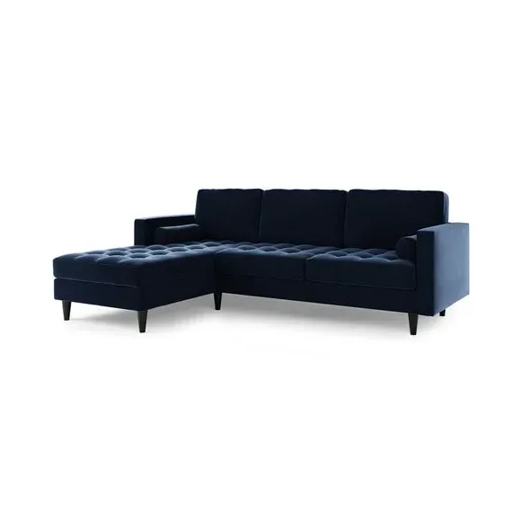 Corner Sofa Bed with Chaise - Navy, Velvet