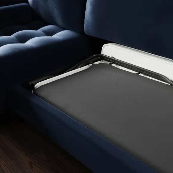 Corner Sofa Bed with Chaise - Navy, Velvet