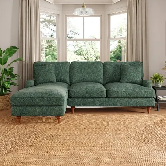 Corner Sofa Bed with Storage - Green, Chenille