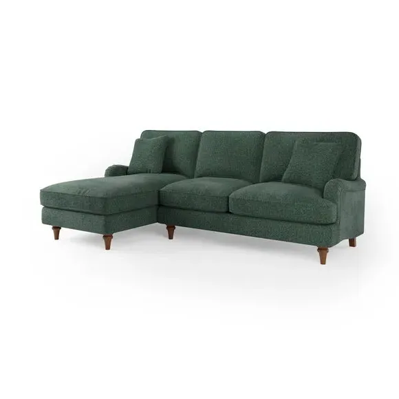 Corner Sofa Bed with Storage - Green, Chenille