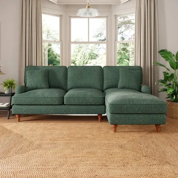 Corner Sofa Bed with Storage - Green, Chenille