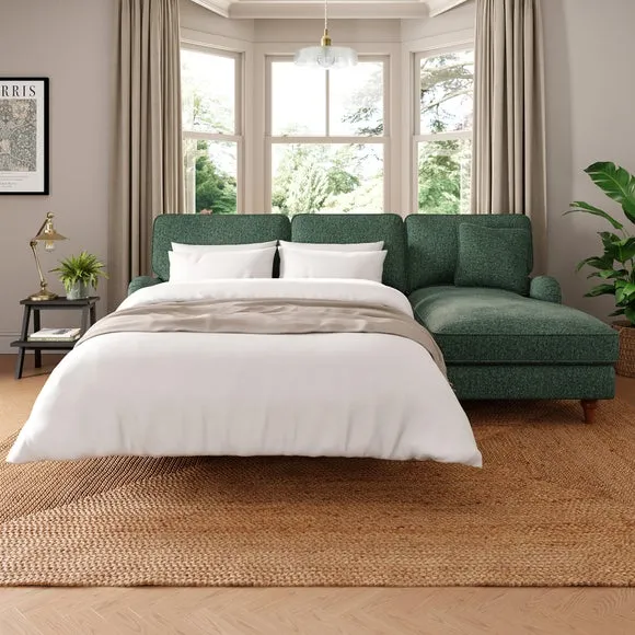 Corner Sofa Bed with Storage - Green, Chenille image