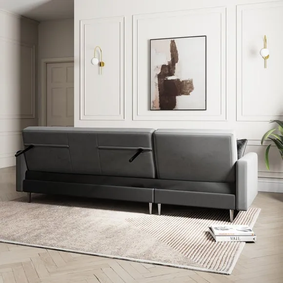 Corner Sofa Bed with Storage - Grey, Velvet
