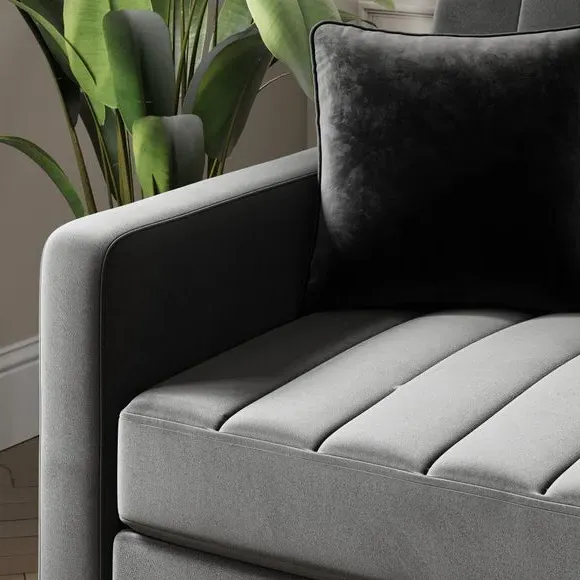 Corner Sofa Bed with Storage - Grey, Velvet