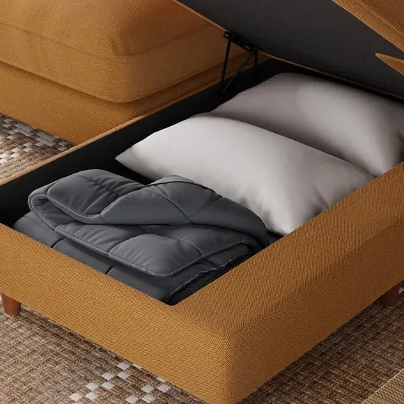 Corner Sofa Bed with Storage - Honey, Chenille