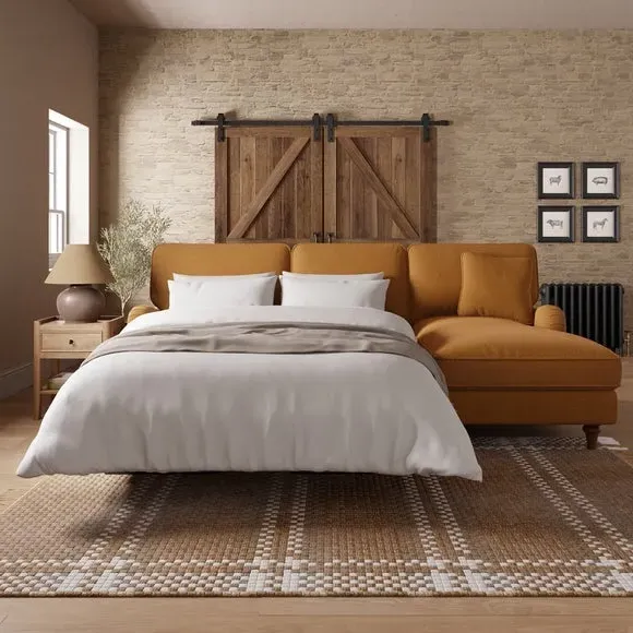 Corner Sofa Bed with Storage - Honey, Chenille image