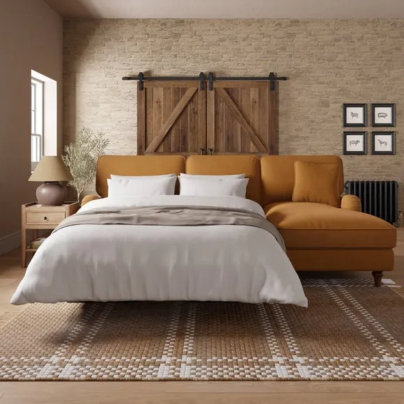 Corner Sofa Bed with Storage - Honey, Chenille