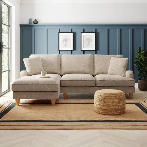 Corner Sofa Bed with Storage - Linen, Fabric
