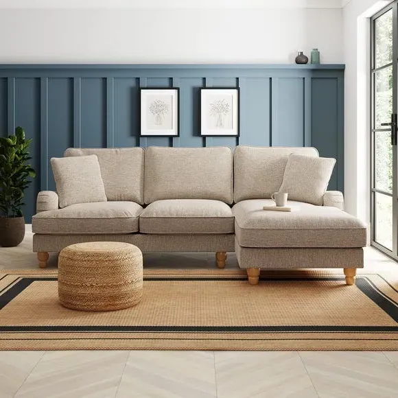 Corner Sofa Bed with Storage - Linen, Fabric