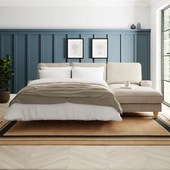 Corner Sofa Bed with Storage - Linen, Fabric