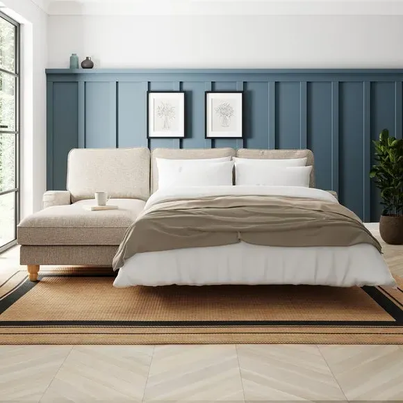 Corner Sofa Bed with Storage - Linen, Fabric image