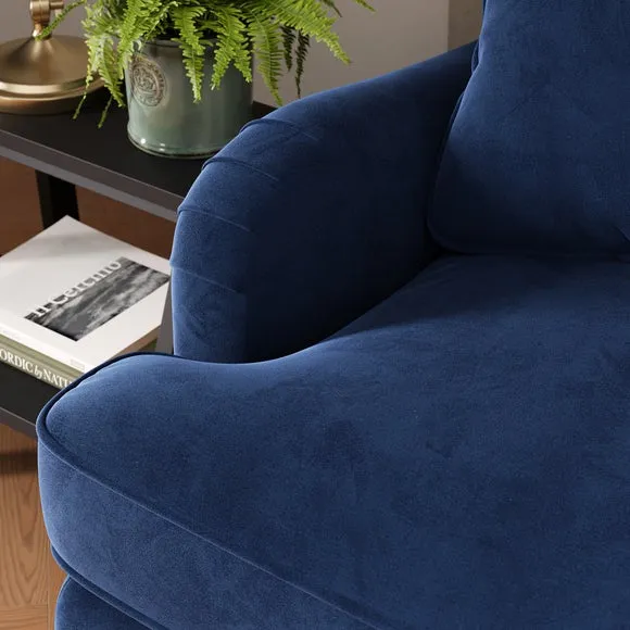 Corner Sofa Bed with Storage - Navy, Velvet