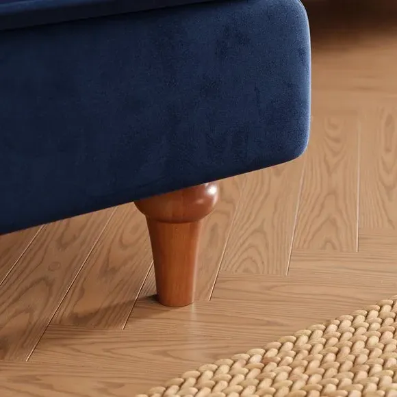 Corner Sofa Bed with Storage - Navy, Velvet