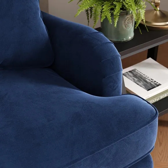 Corner Sofa Bed with Storage - Navy, Velvet