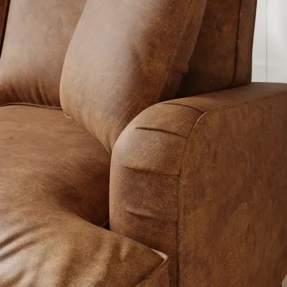 Corner Sofa Bed with Storage - Tan, Faux Leather