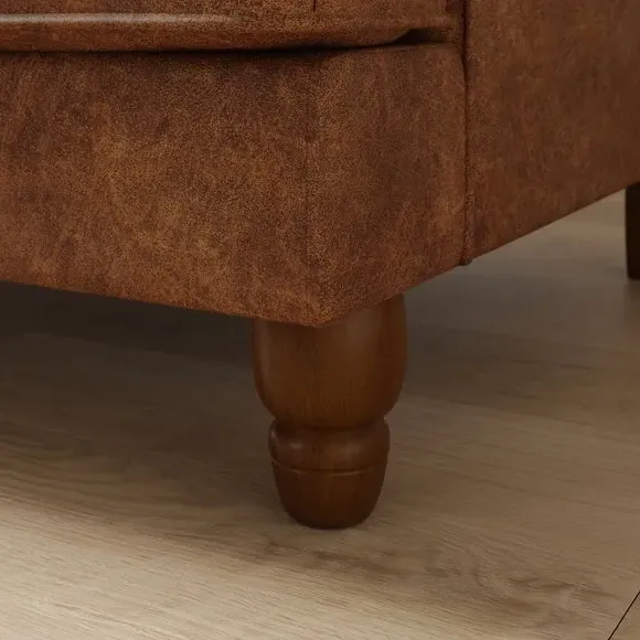 Corner Sofa Bed with Storage - Tan, Faux Leather