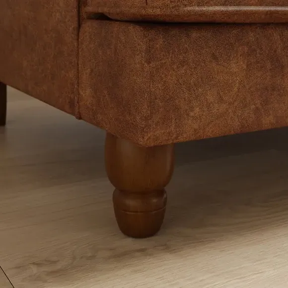 Corner Sofa Bed with Storage - Tan, Faux Leather