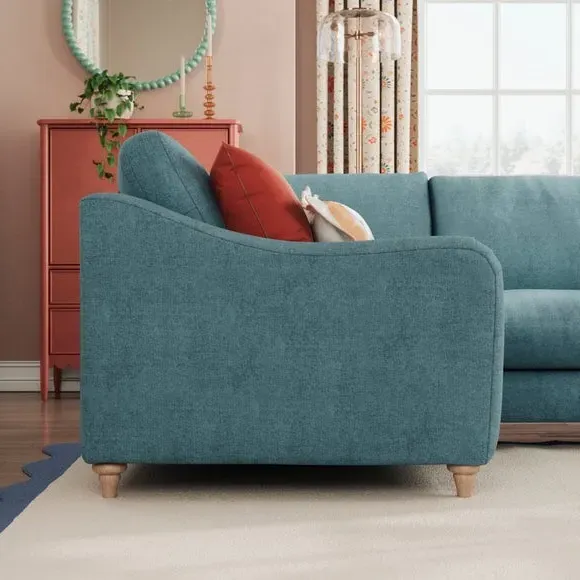Corner Sofa with Chaise - Aqua, Chenille