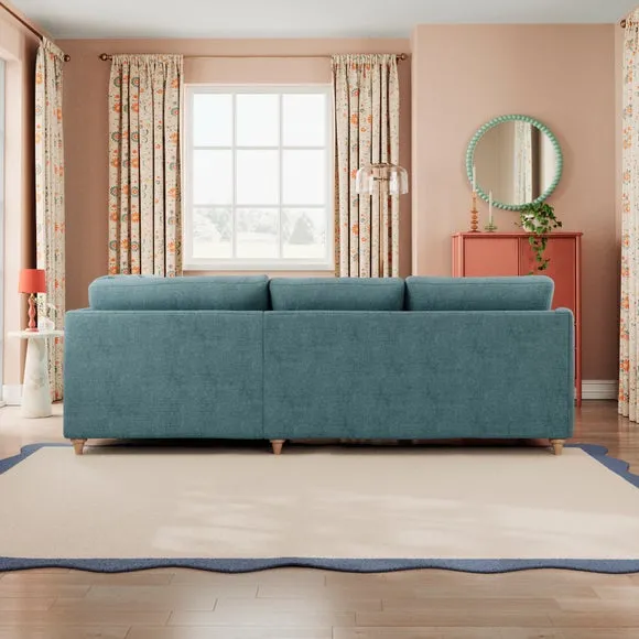 Corner Sofa with Chaise - Aqua, Chenille