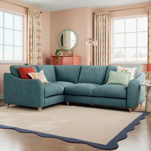Corner Sofa with Chaise - Aqua, Chenille image