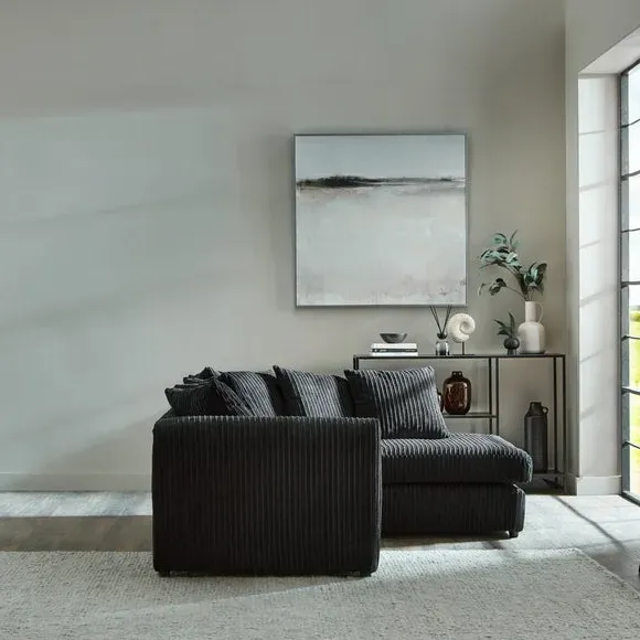 Corner Sofa with Chaise - Black, Jumbo Cord
