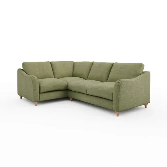 Corner Sofa with Chaise - Green, Faux Linen