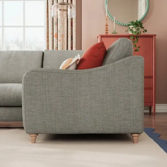 Corner Sofa with Chaise - Grey, Faux Linen