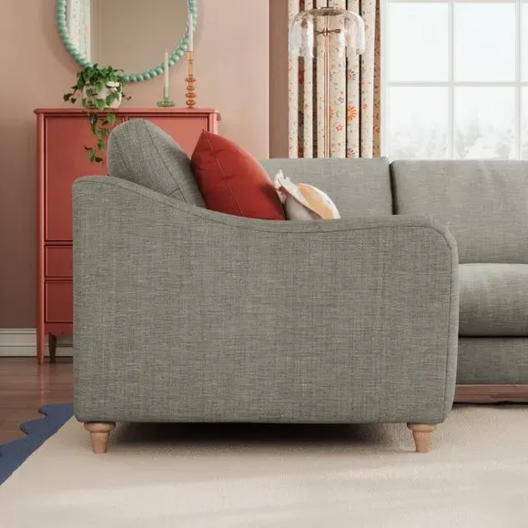 Corner Sofa with Chaise - Grey, Faux Linen