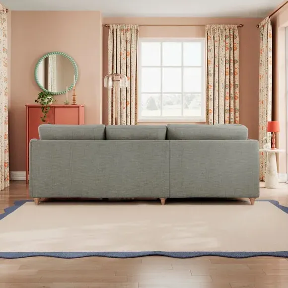 Corner Sofa with Chaise - Grey, Faux Linen