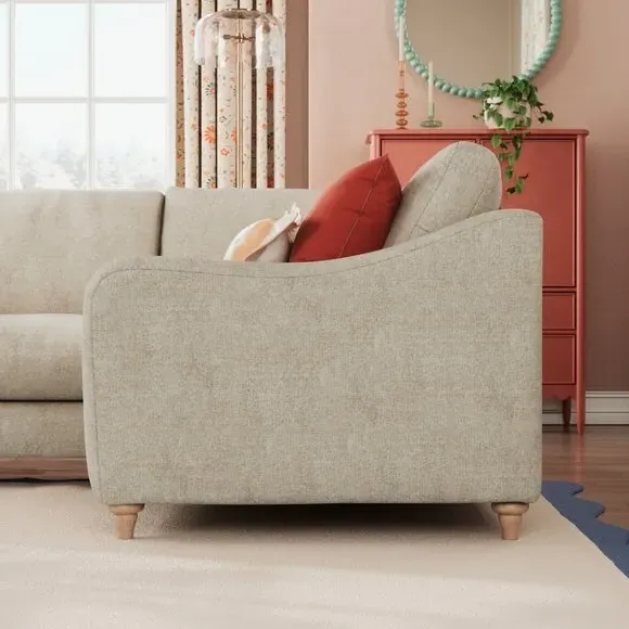 Corner Sofa with Chaise - Natural, Chenille