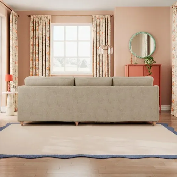Corner Sofa with Chaise - Natural, Chenille