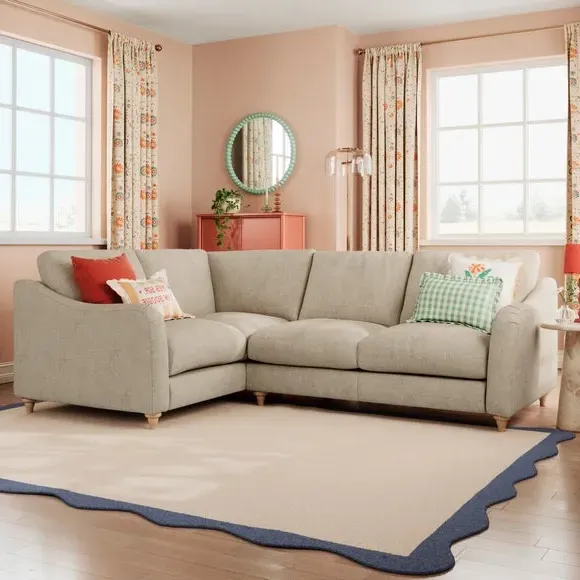 Corner Sofa with Chaise - Natural, Chenille