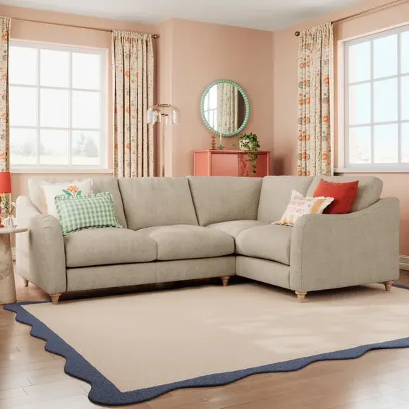 Corner Sofa with Chaise - Natural, Chenille