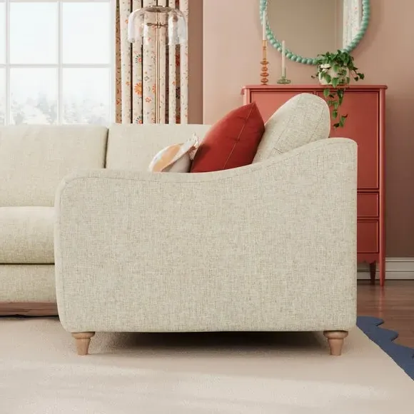 Corner Sofa with Chaise - Natural, Faux Linen