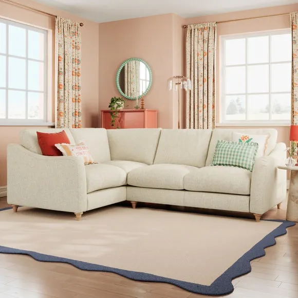 Corner Sofa with Chaise - Natural, Faux Linen