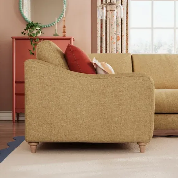 Corner Sofa with Chaise - Ochre, Faux Linen
