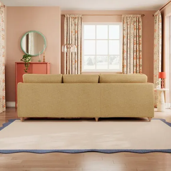Corner Sofa with Chaise - Ochre, Faux Linen