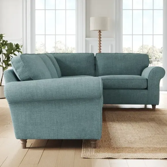 Corner Sofa with Curved Arms - Aqua, Chenille