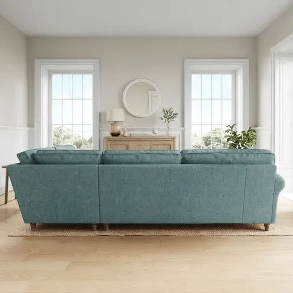 Corner Sofa with Curved Arms - Aqua, Chenille